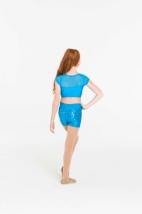 attitude sequin crop top turquoise