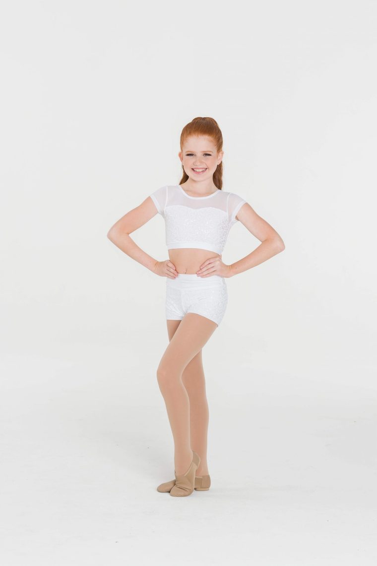 attitude sequin crop top white